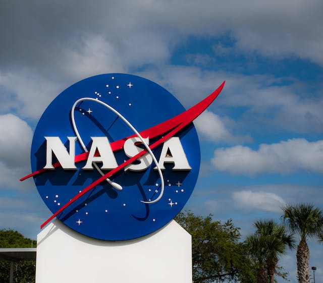 the NASA logo outside